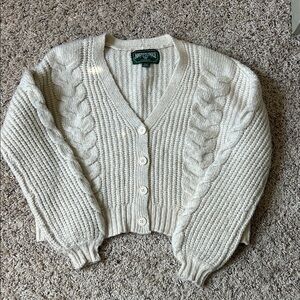 American Eagle Outfitters Women's Ivory Cable Knit Cardigan
